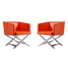 Manhattan Comfort Hollywood Lounge Accent Chair in Orange and Polished Chrome (Set of 2) 2-AC050-OR